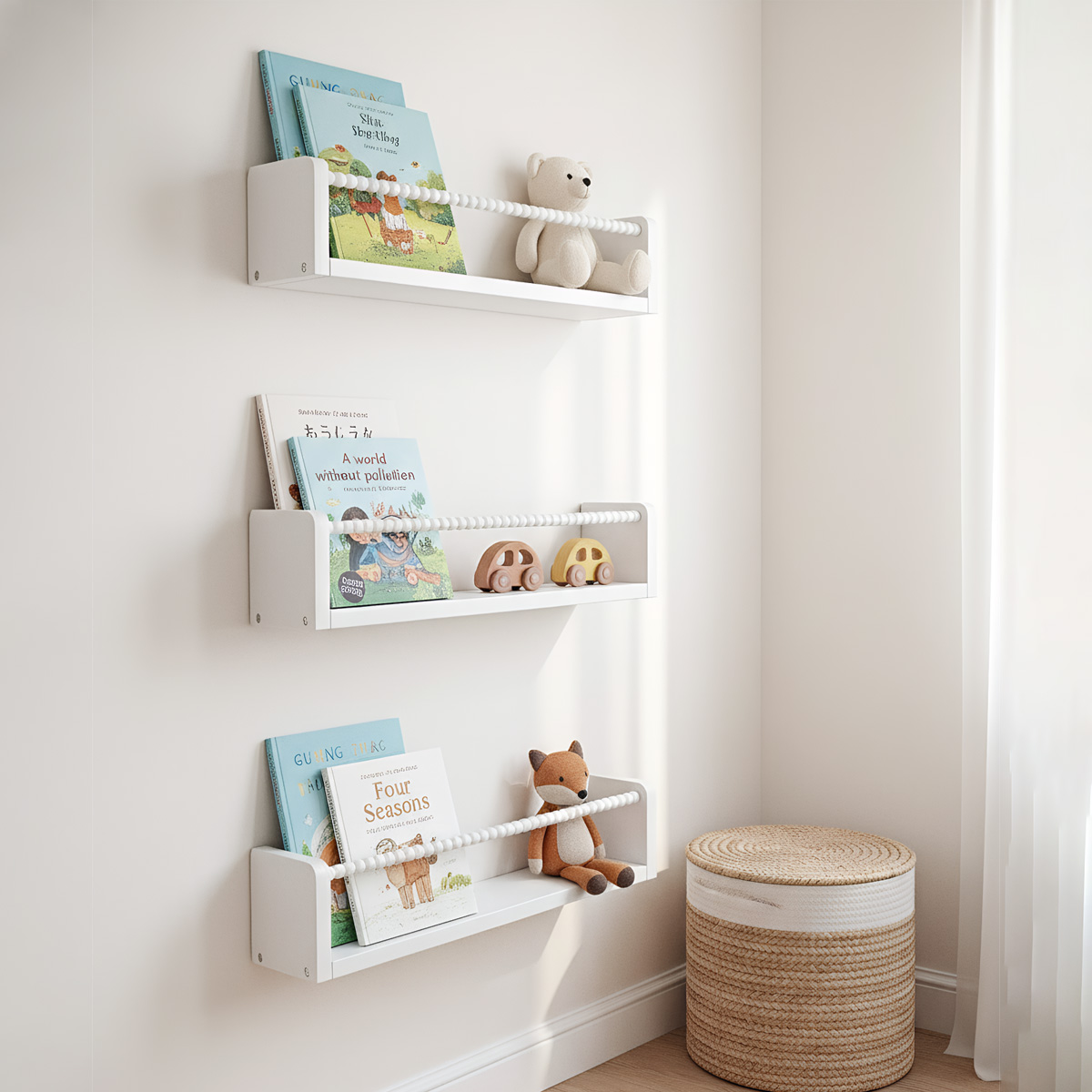 Baby Nursery Shelf - Nursery Book Shelves ,15.7 Inch Wood