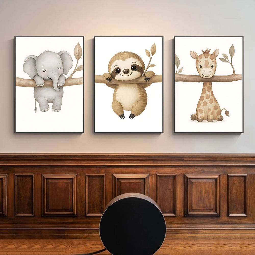 Baby Nursery Gender Neutral - Neutral Boho Safari Baby Animal Wall