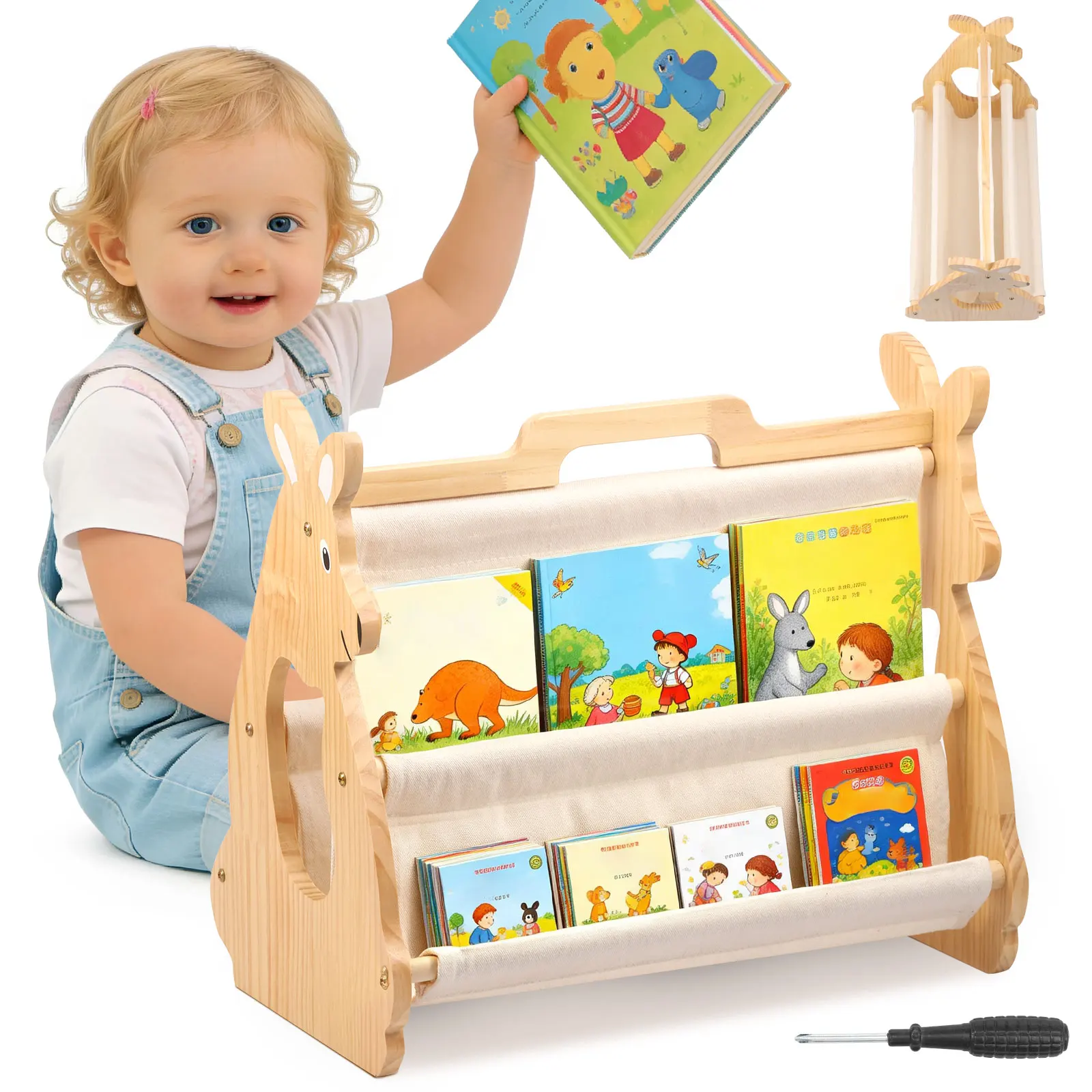 Baby Nursery Shelf - Kids Bookshelf Toddler Book Shelf Wood