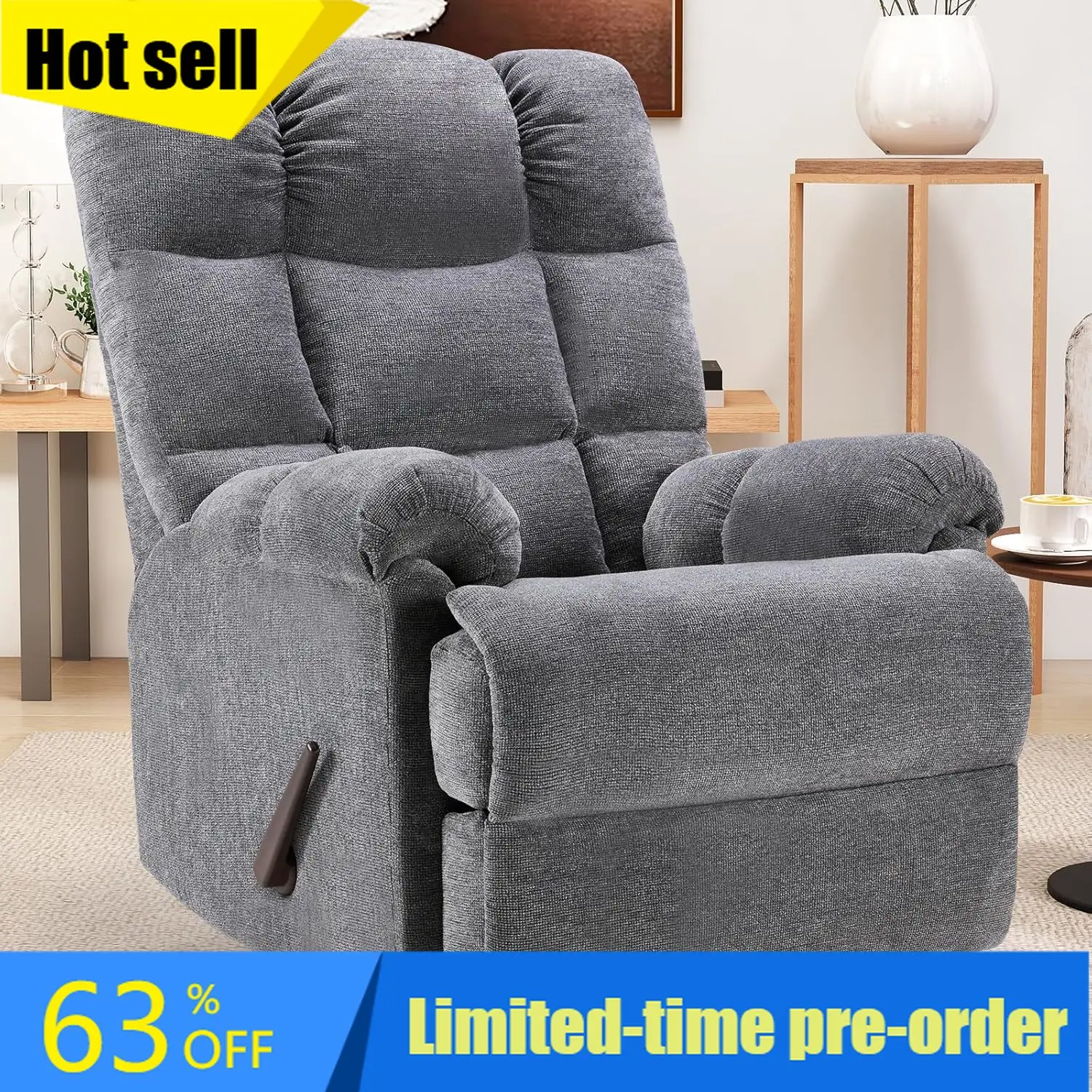 Rocking Chair Nursery - Grey Swivel Rocker Recliner Glider Rocking