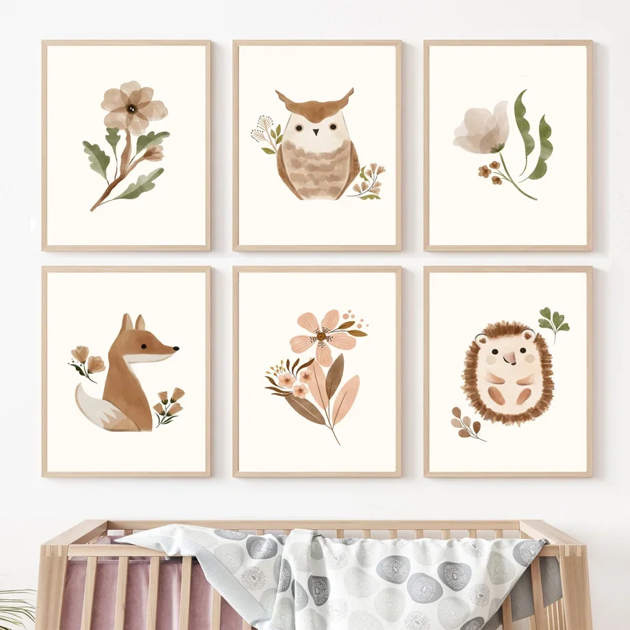 Baby Nursery Animal Theme - Woodland Nursery Wall Art Squirrel Owl