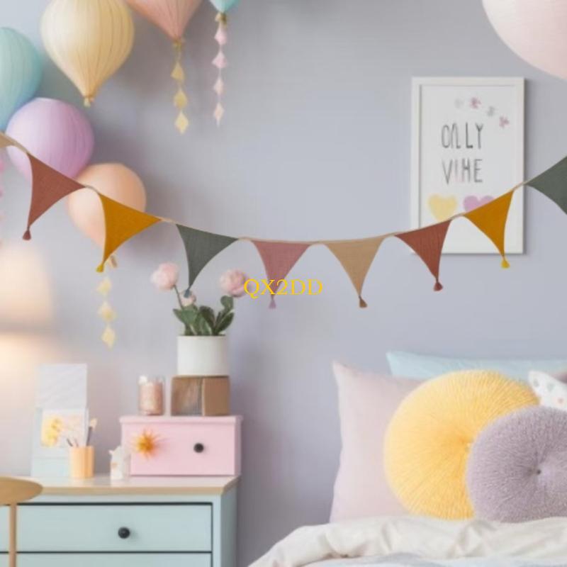 Baby Nursery Gender Neutral - QX2D Soft Fabric Bunting Banners Candy