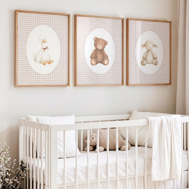 Baby Nursery Gender Neutral - Nursery Print Set Animals, Cottagecore Gender