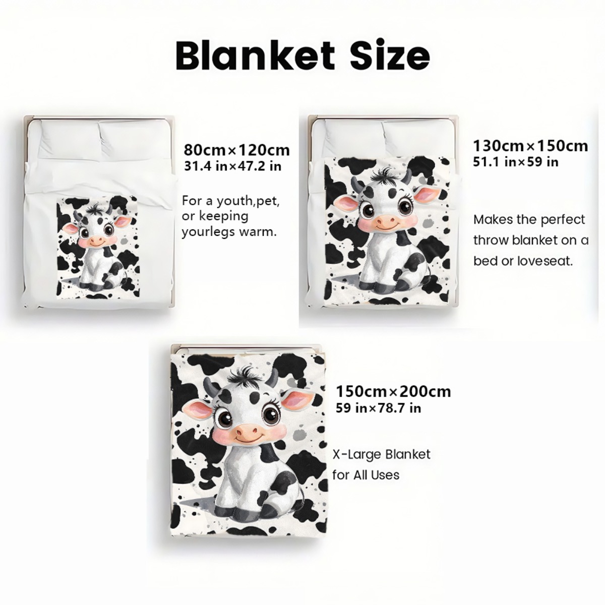 Cute Cartoon Cow Black White S - Baby Nursery Animal Theme 评论和价格