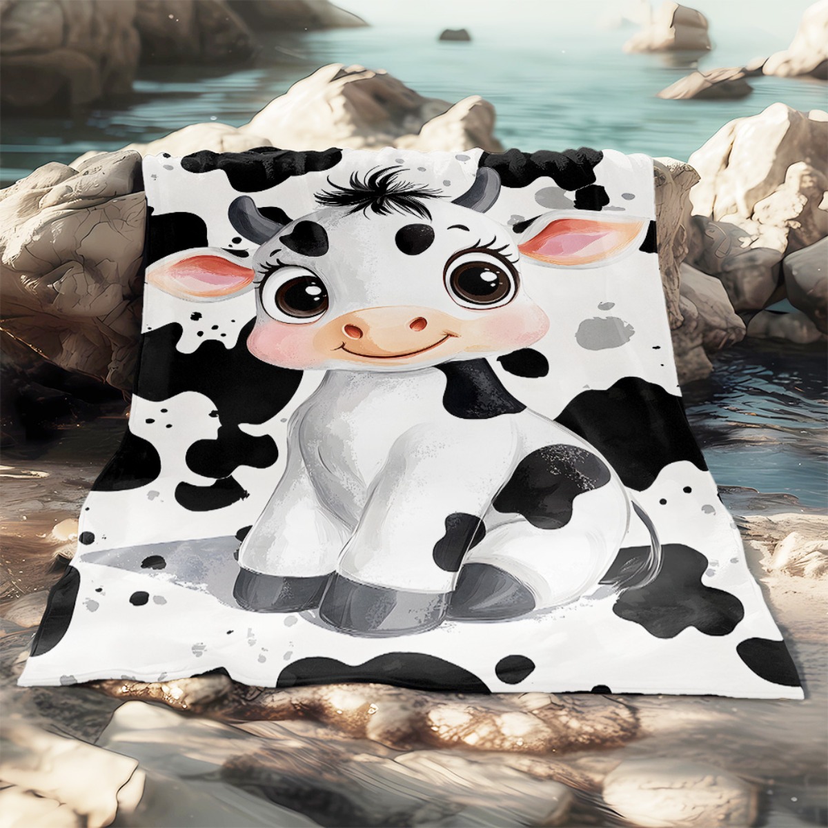 Cute Cartoon Cow Black White S - Baby Nursery Animal Theme 评论和价格