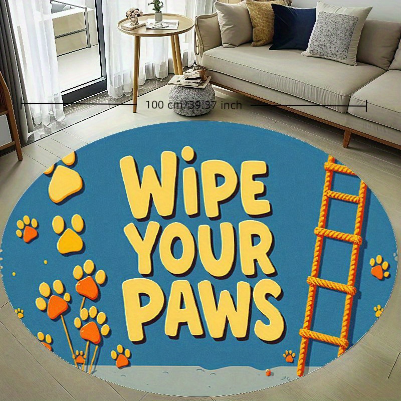 Round Paw Print Nursery Rug Cu - Baby Nursery Animal Theme 评论和价格