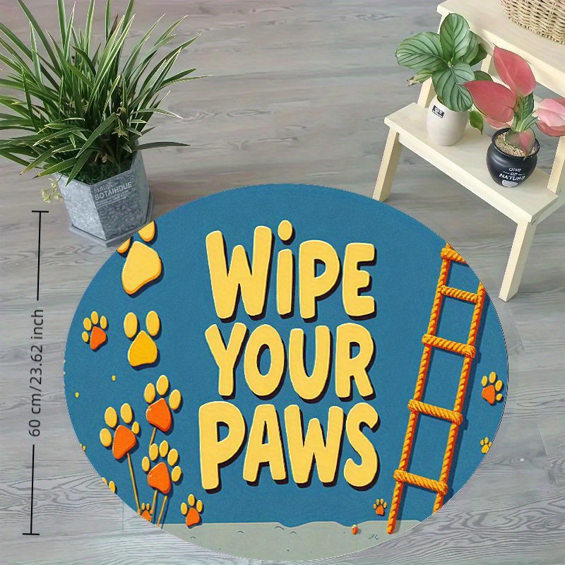 Round Paw Print Nursery Rug Cu - Baby Nursery Animal Theme 评论和价格