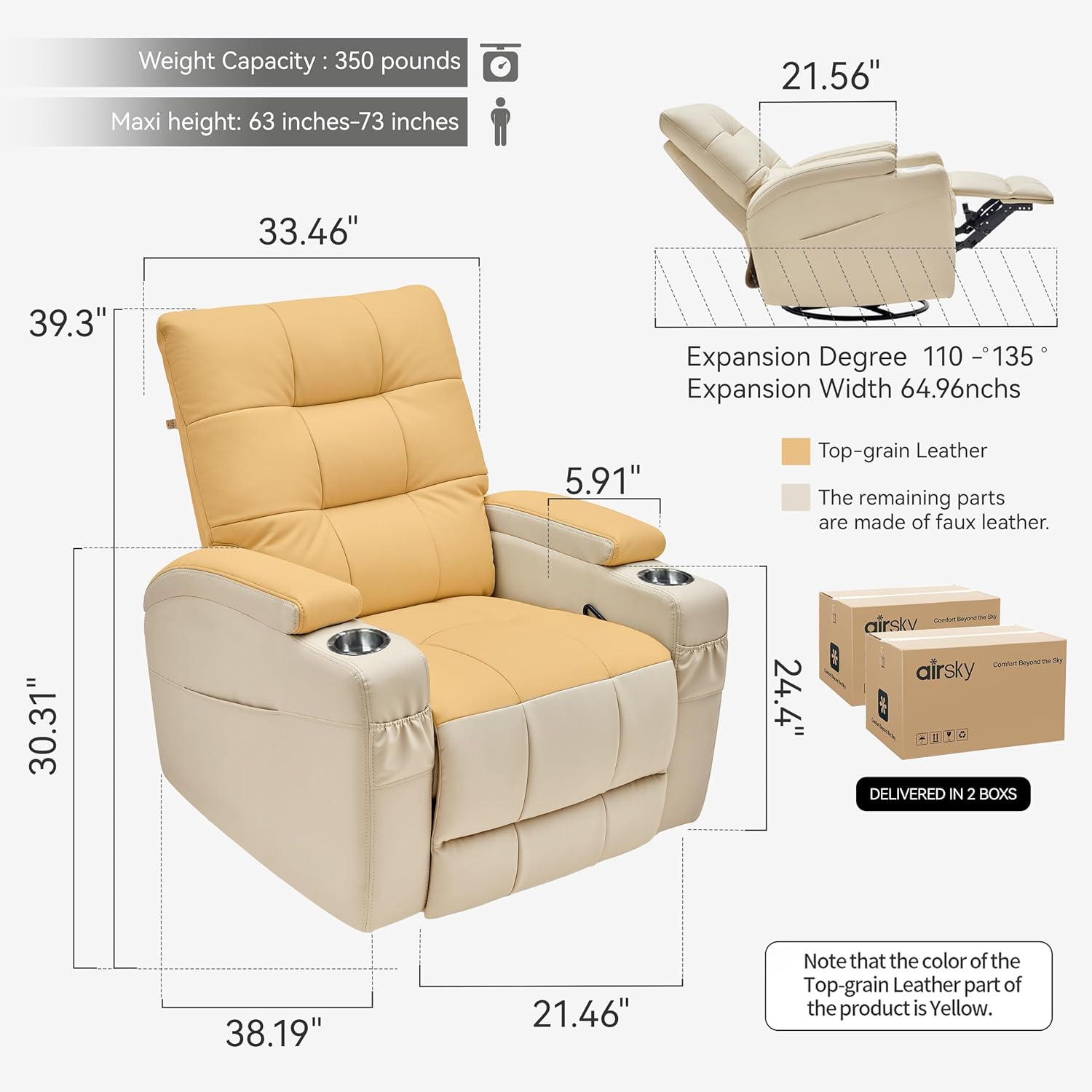 #Leather Recliner Chair, Swive - Rocking Chair Nursery 评论和价格