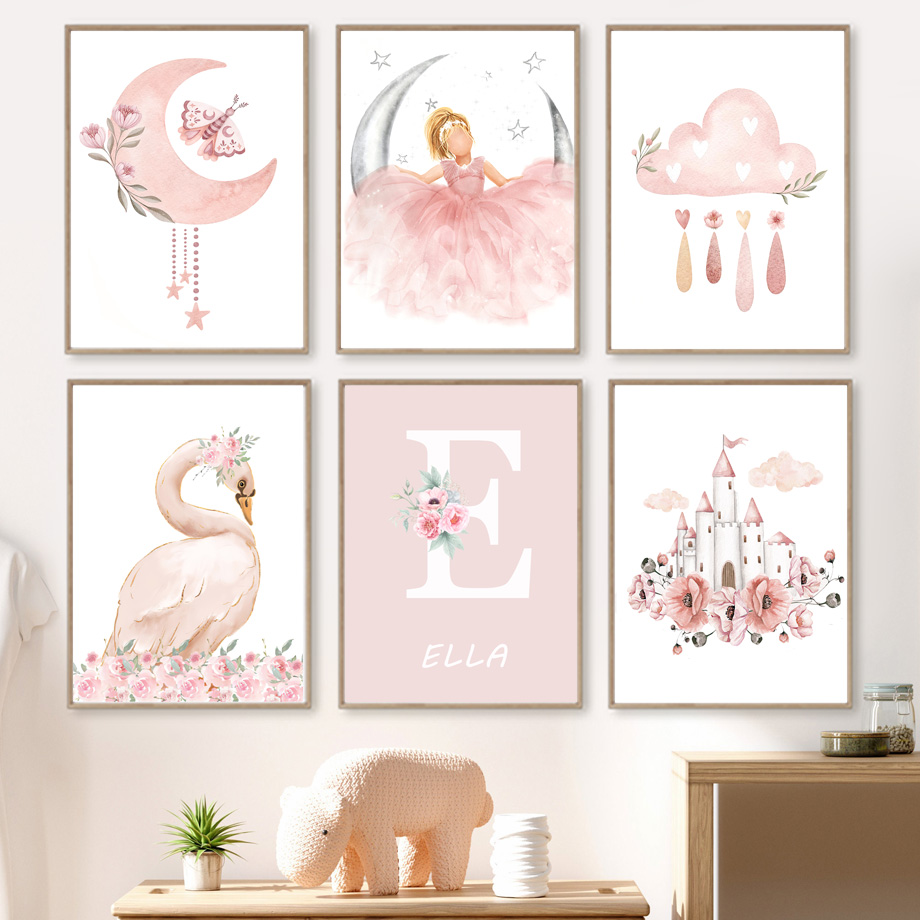 Pink Angel Girl Sun Moon Cloud - Baby Nursery Pink 评论和价格