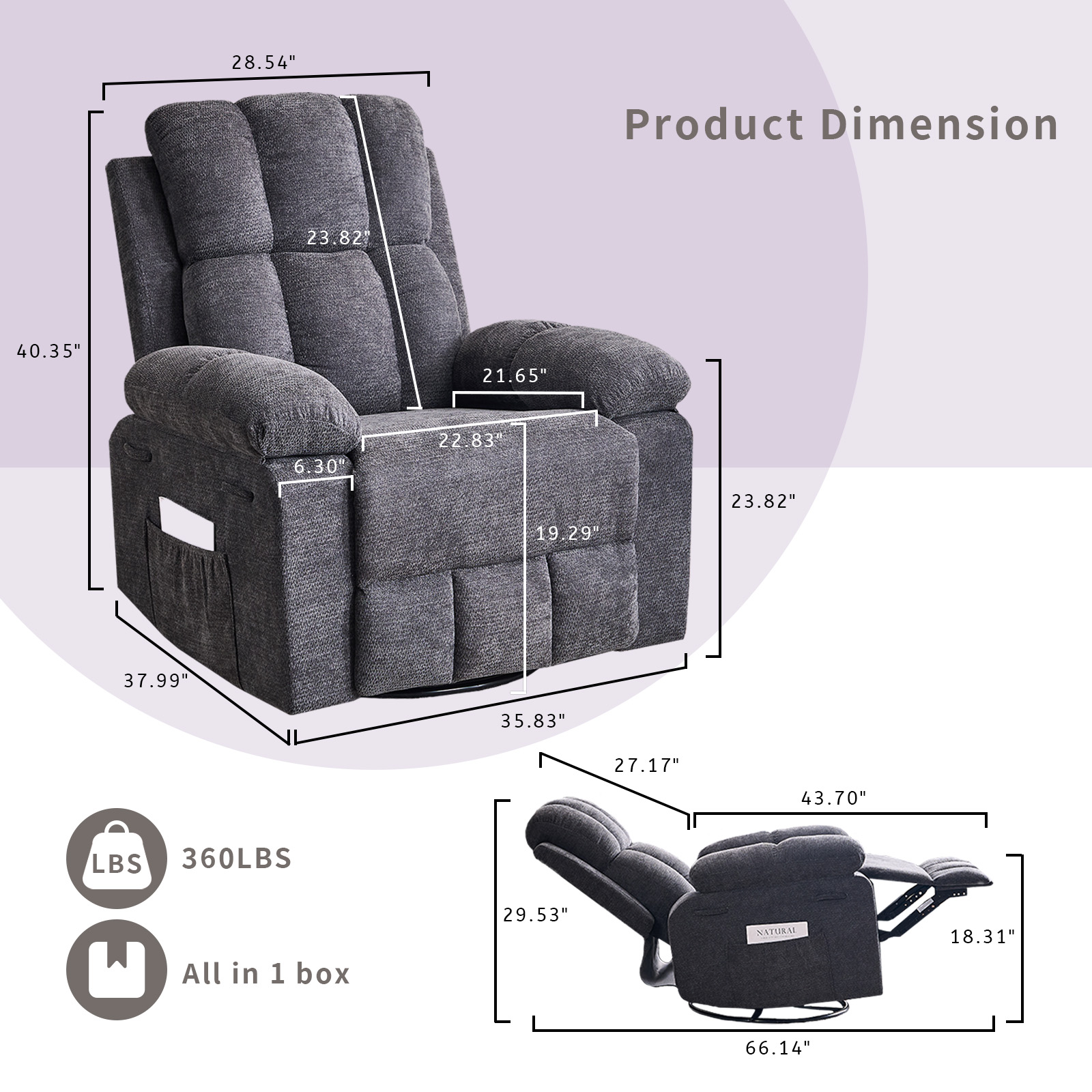 Recliner Chair for Adults, 360 - Rocking Chair Nursery 评论和价格