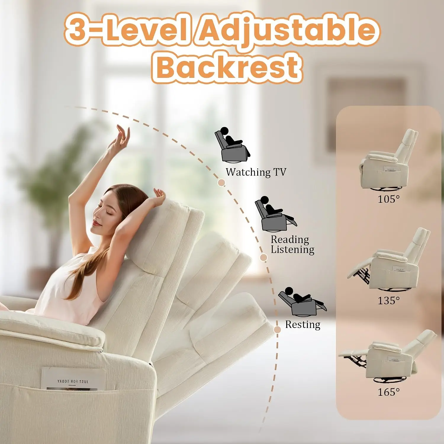Korser Recliner Chair, Swivel  - Rocking Chair Nursery 评论和价格