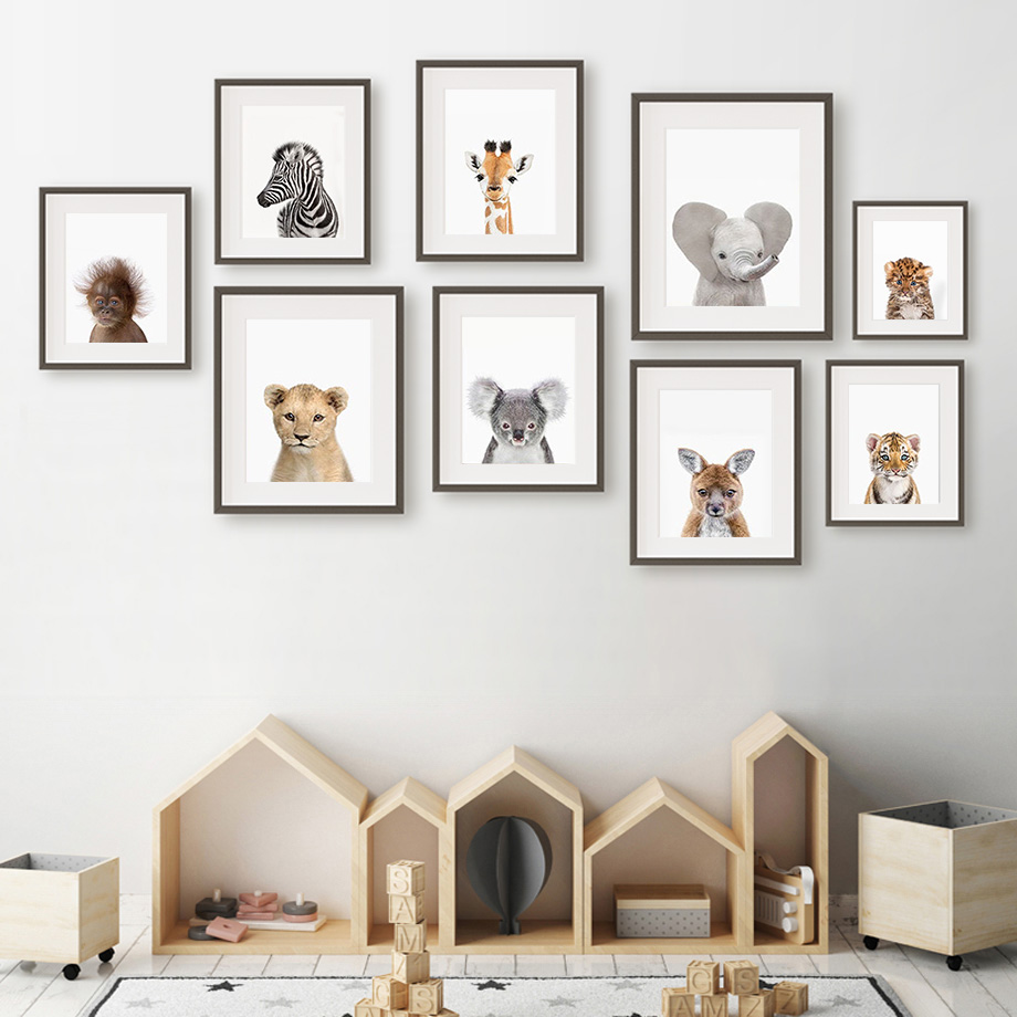 Baby Animal Nursery Wall Art P - Baby Zoo Nursery 评论和价格
