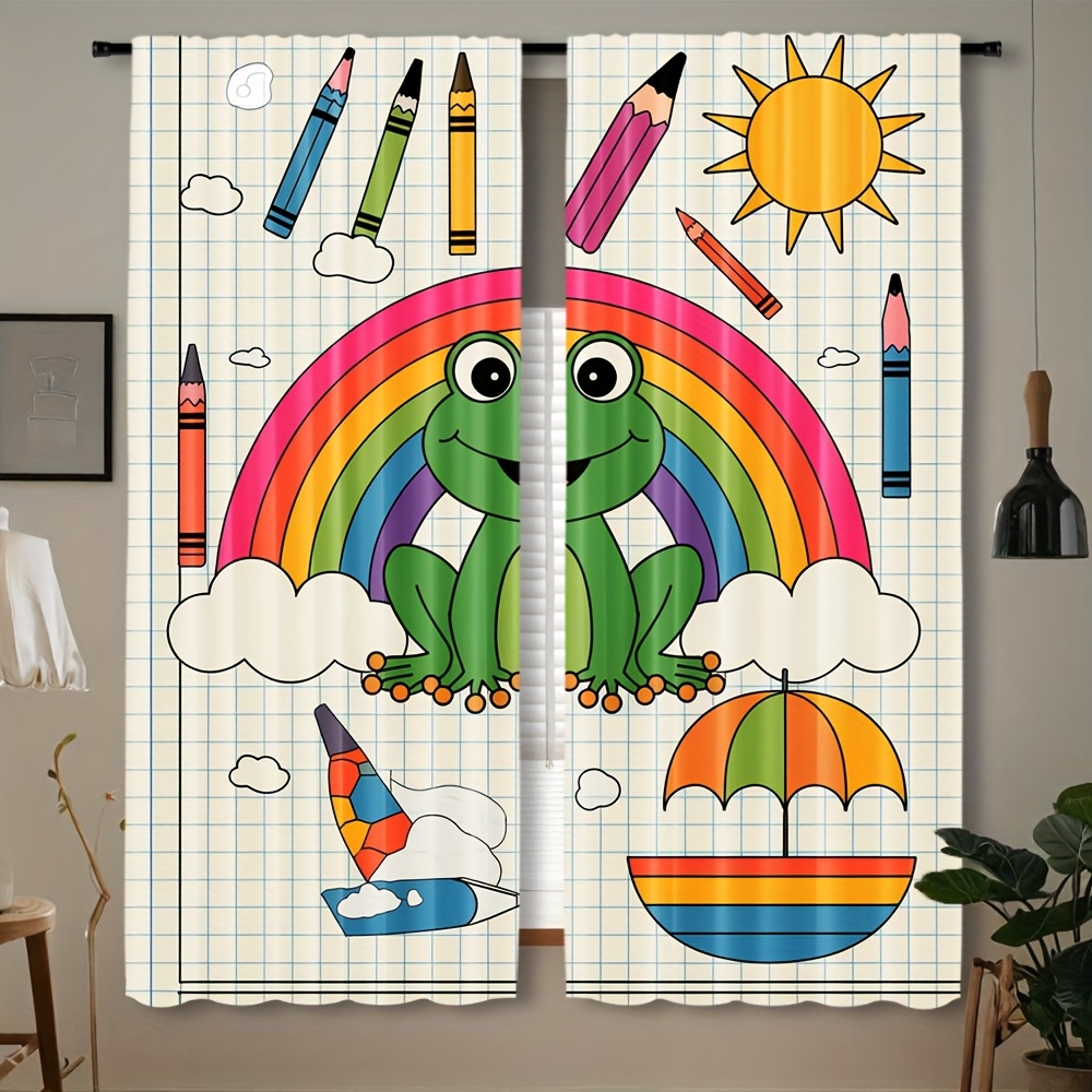 Cute Rainbow Frog Curtain Wind - Baby Nursery Animal Theme 评论和价格