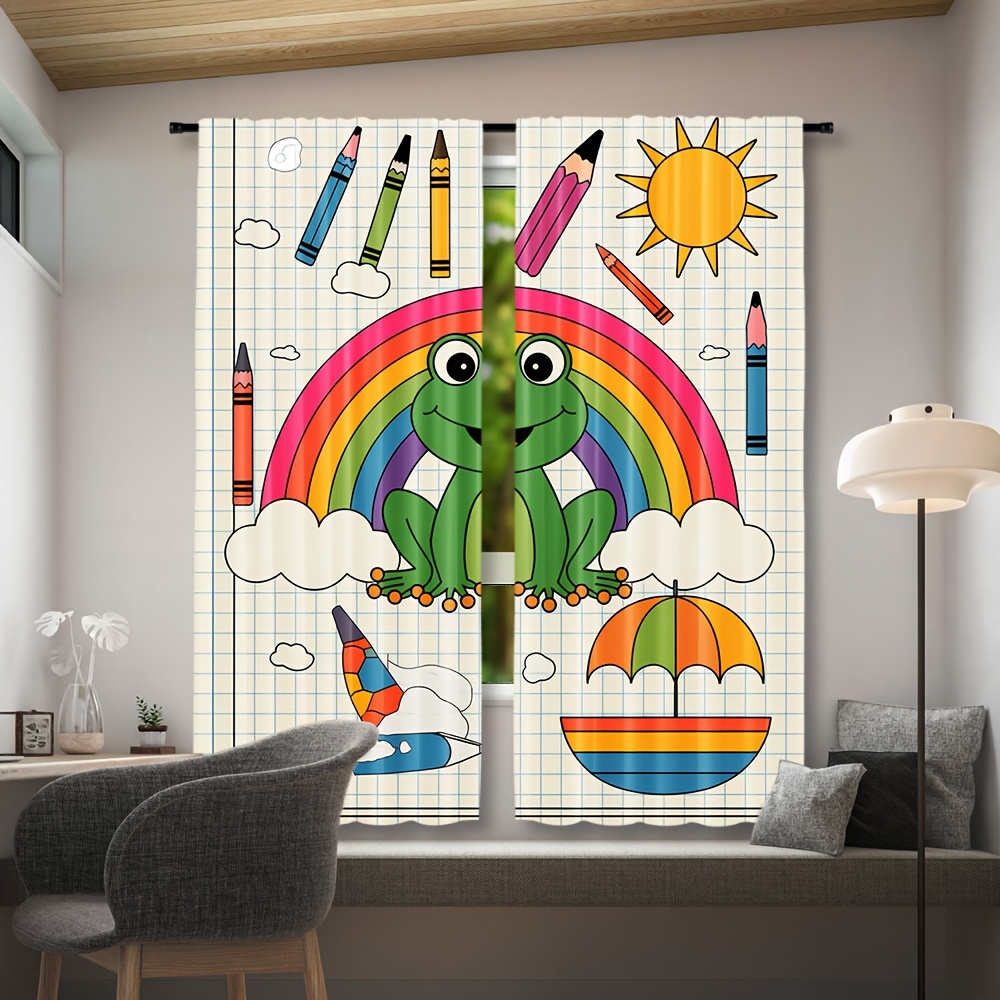 Cute Rainbow Frog Curtain Wind - Baby Nursery Animal Theme 评论和价格