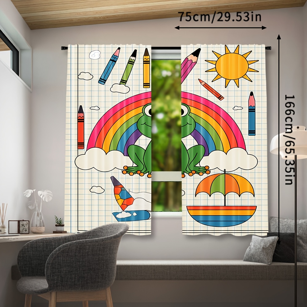 Cute Rainbow Frog Curtain Wind - Baby Nursery Animal Theme 评论和价格