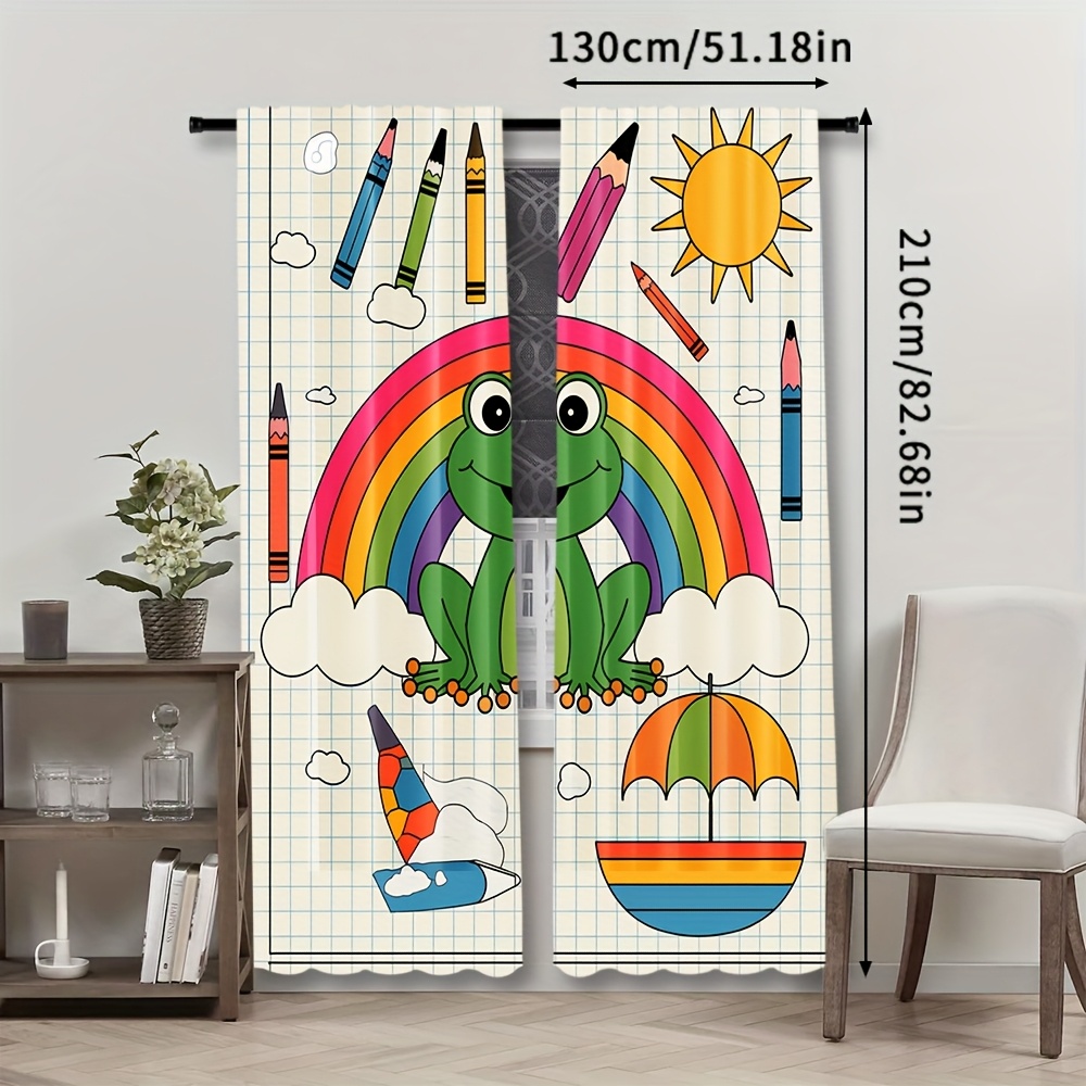 Cute Rainbow Frog Curtain Wind - Baby Nursery Animal Theme 评论和价格