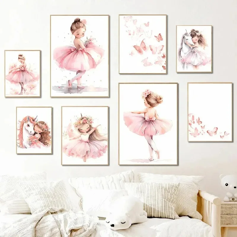 Pink Ballerina Girl Unicorn Bu - Baby Nursery Pink 评论和价格