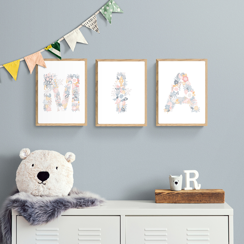 1PC frameless Floral Alphabet  - Baby Nursery Pink 评论和价格