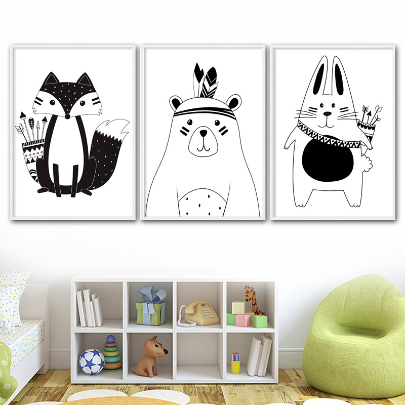 Black White Cartoon Bear Rabbi - Baby Name Wall Art 评论和价格