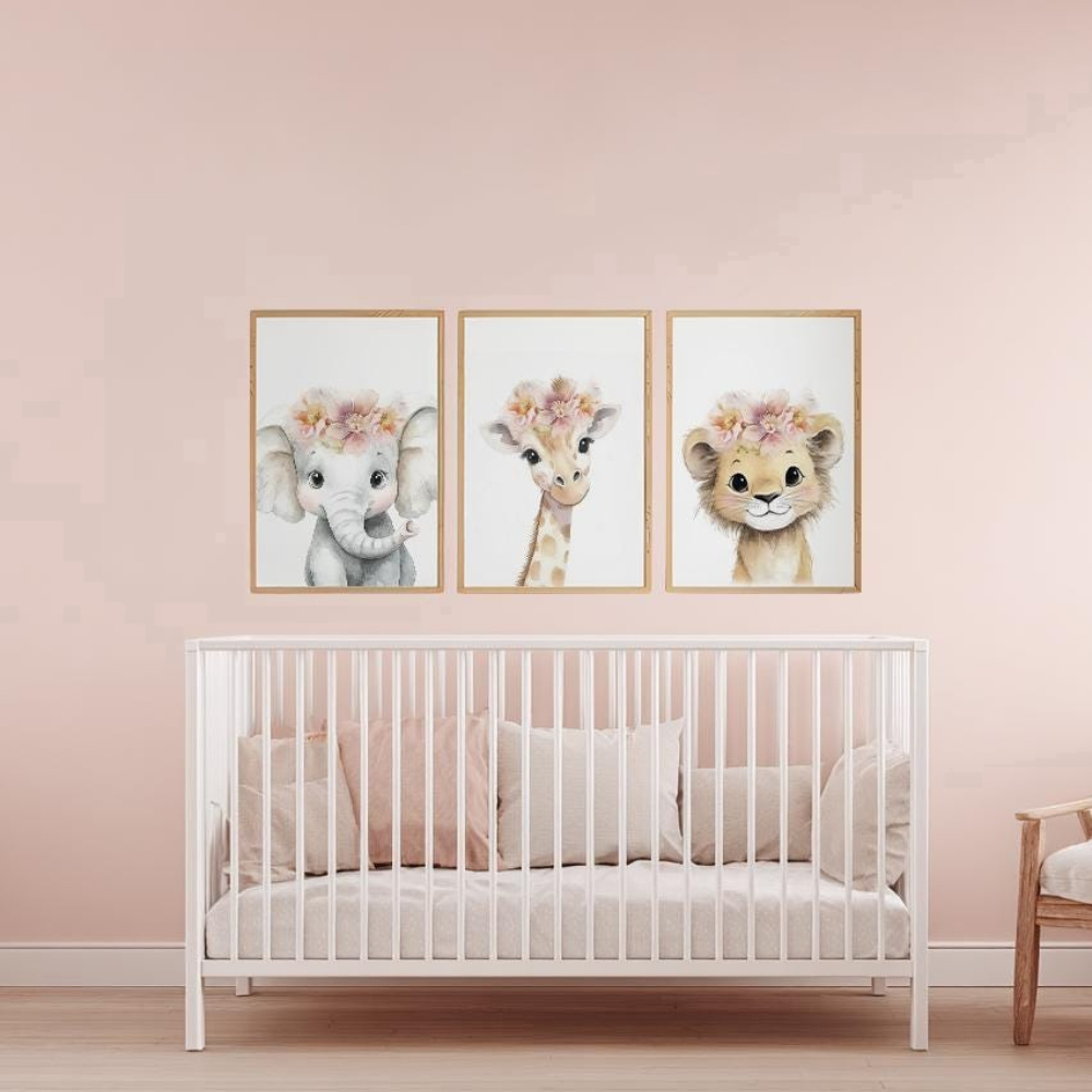 Baby Girl Nursery Wall Art Set - Baby Nursery Pink 评论和价格