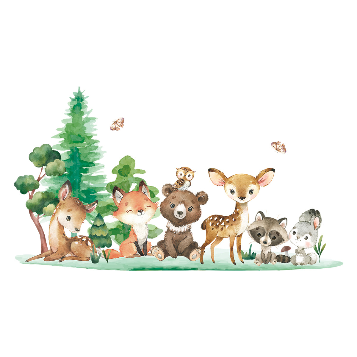 Forest Animals Theme Bear Deer - Baby Nursery Animal Theme 评论和价格