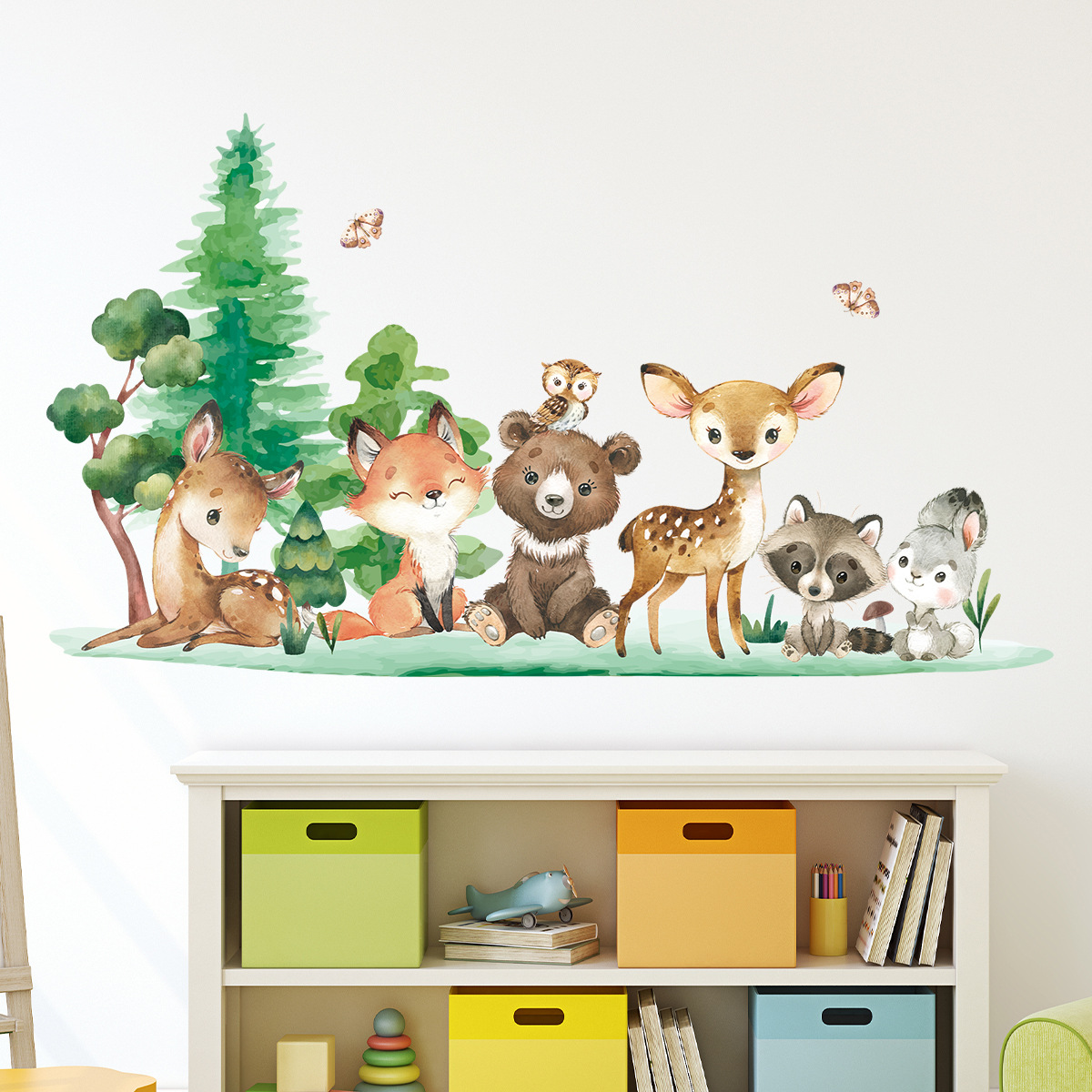 Forest Animals Theme Bear Deer - Baby Nursery Animal Theme 评论和价格
