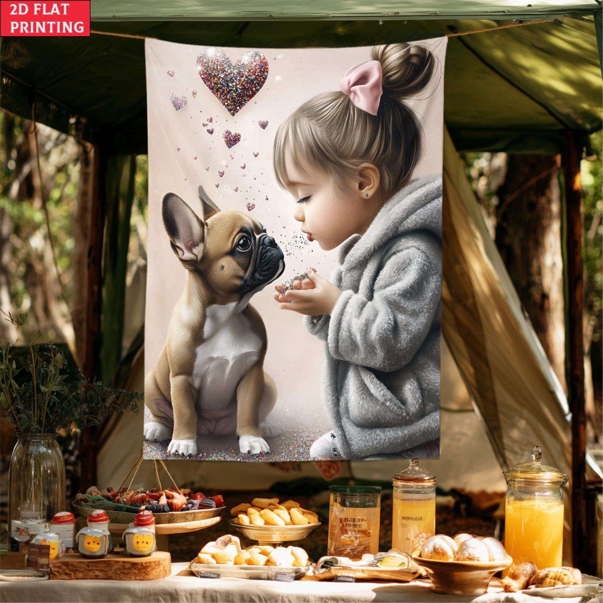 Girl with french bulldog puppy - Baby Nursery Modern 评论和价格