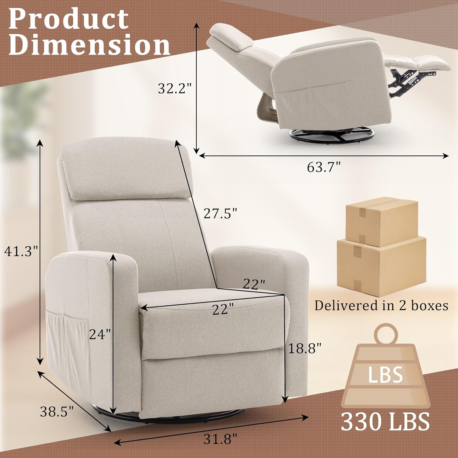 Power Recliner Chair for Adult - Rocking Chair Nursery 评论和价格