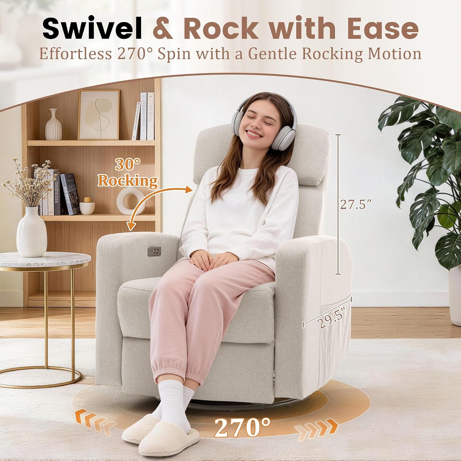 Power Recliner Chair for Adult - Rocking Chair Nursery 评论和价格