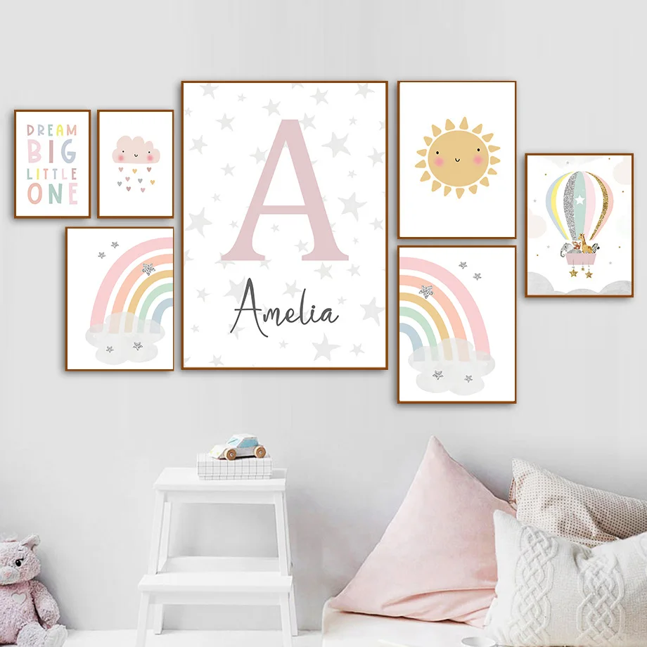 Giraffe Elephant Hot Balloon S - Baby Name Wall Art 评论和价格