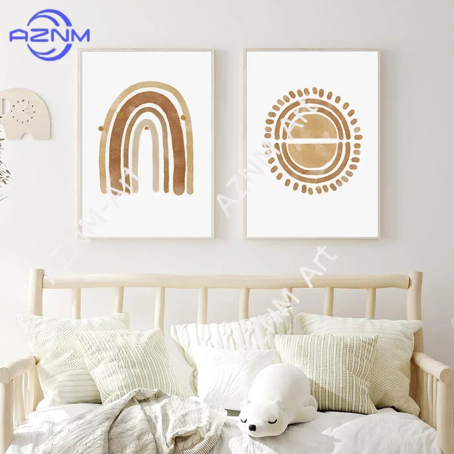 Boho Nursery Wall Art Canvas - - Baby Nursery Gender Neutral 评论和价格