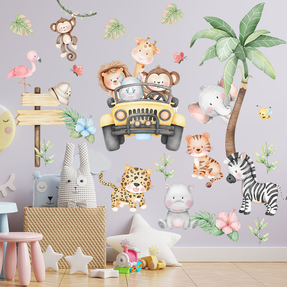 kids room cartoon elephant gir - Baby Zoo Nursery 评论和价格