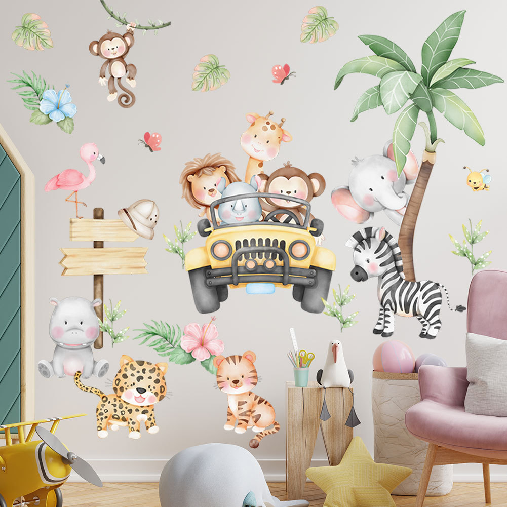 kids room cartoon elephant gir - Baby Zoo Nursery 评论和价格