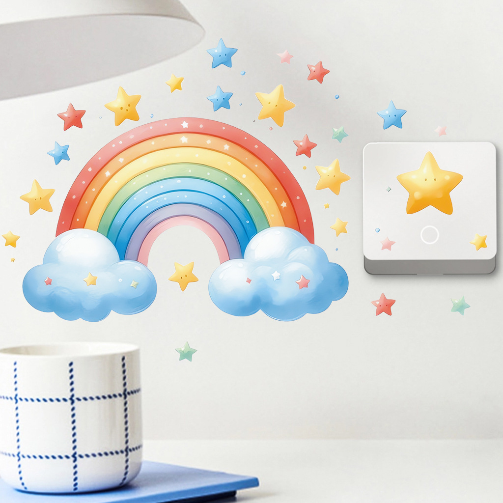 Cartoon Rainbow Luminous Wall  - Baby Nursery Diy 评论和价格