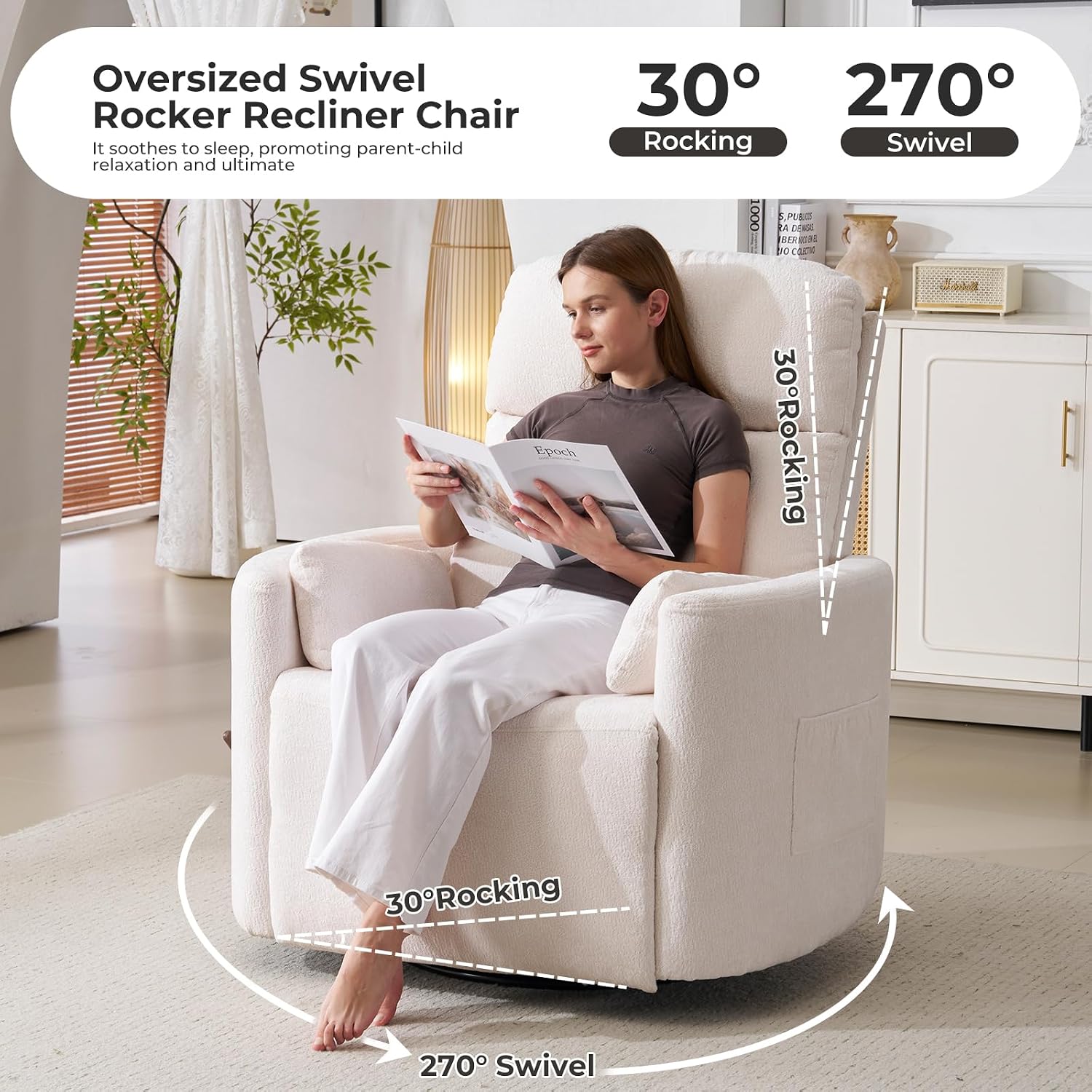 Oversized Swivel Recliner Chai - Rocking Chair Nursery 评论和价格