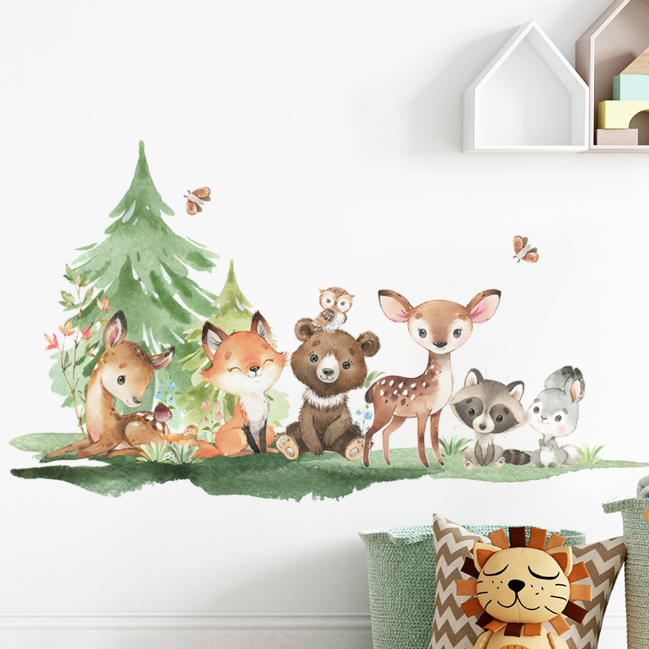 Forest Animals Theme Bear Deer - Baby Nursery Animal Theme 评论和价格