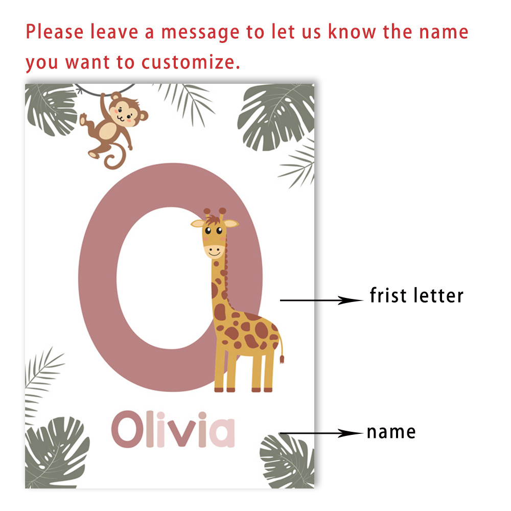 Nordic Jungle Animal Posters C - Baby Name Wall Art 评论和价格