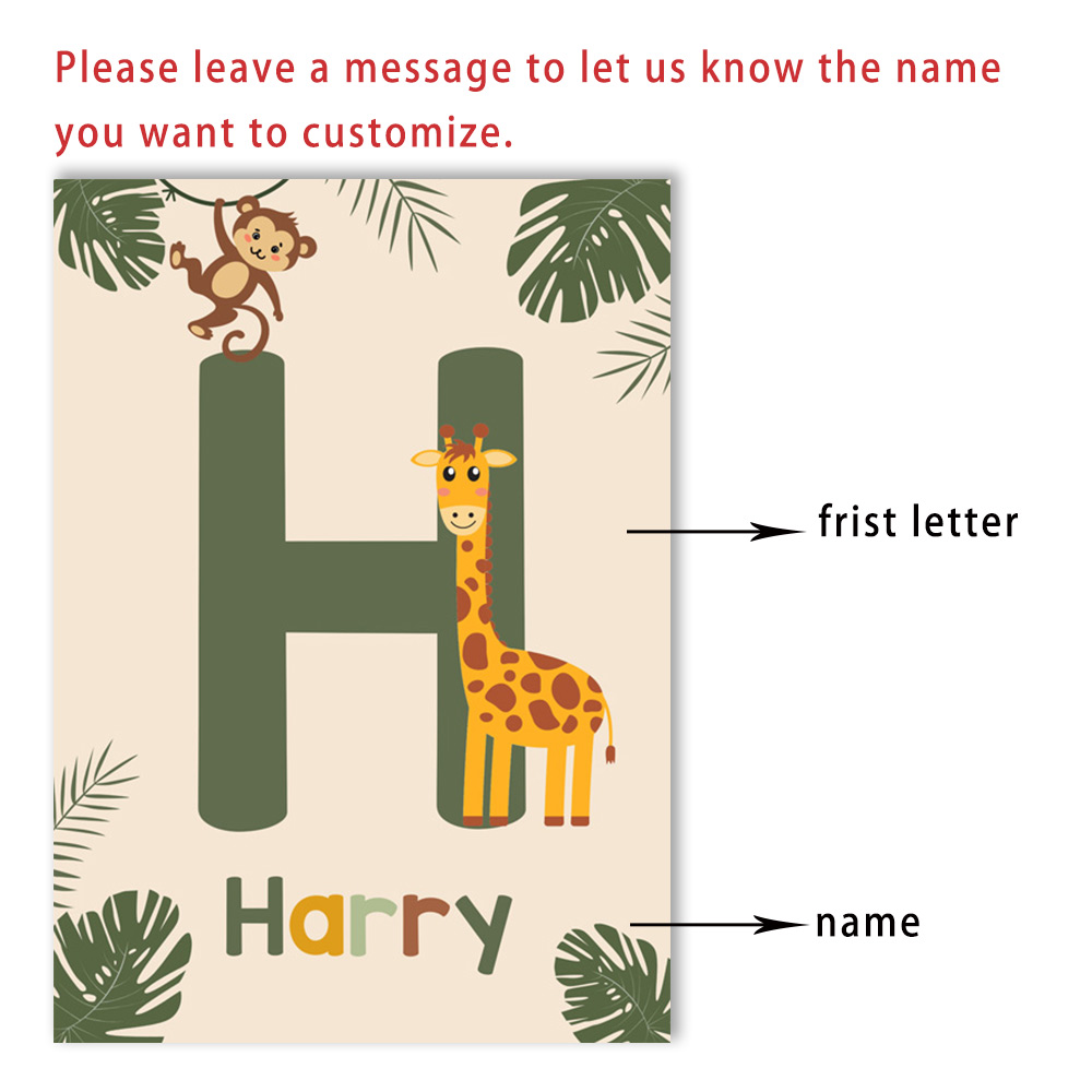 Nordic Jungle Animal Posters C - Baby Name Wall Art 评论和价格