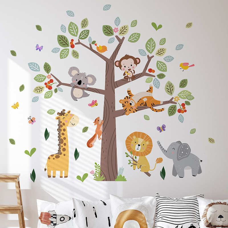 Large Jungle Animal Wall Stick - Baby Zoo Nursery 评论和价格