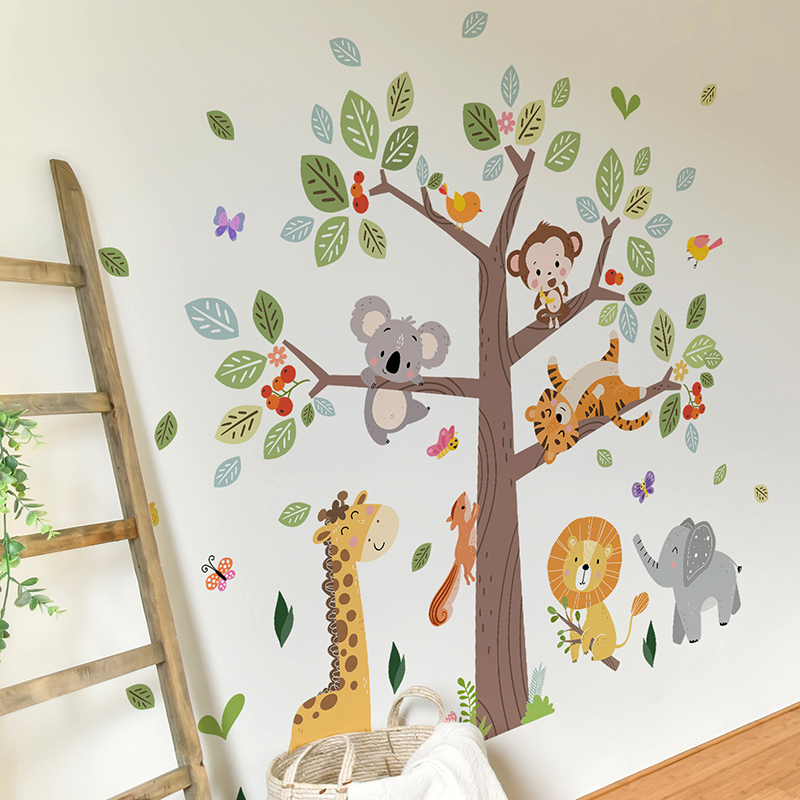 Large Jungle Animal Wall Stick - Baby Zoo Nursery 评论和价格