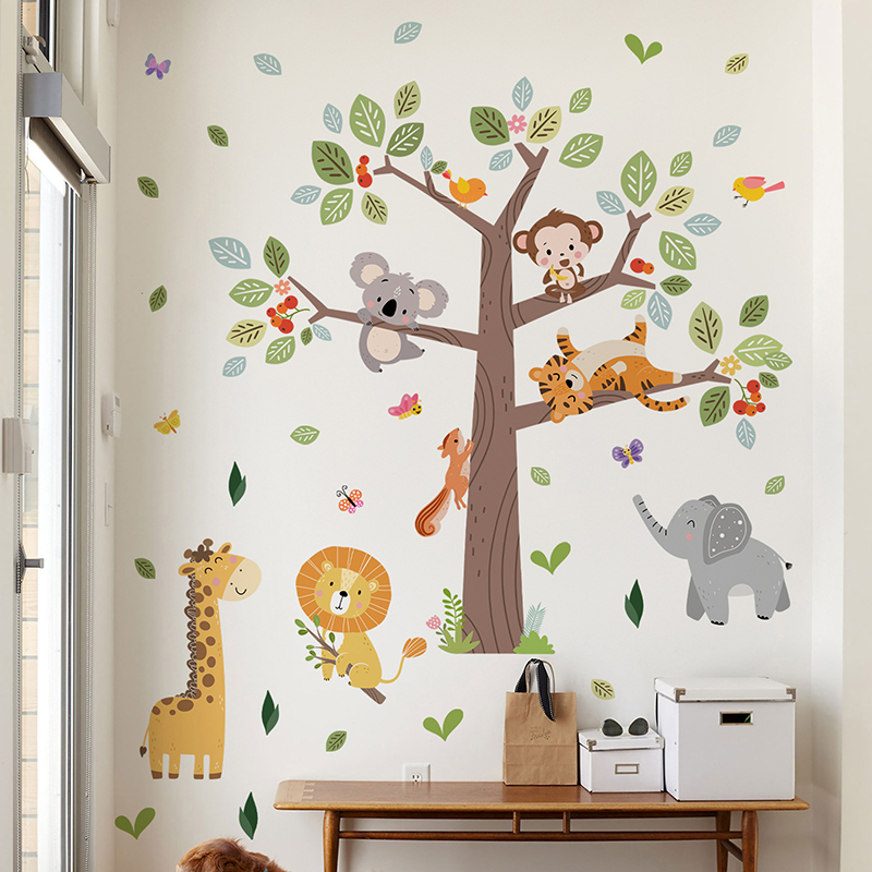 Large Jungle Animal Wall Stick - Baby Zoo Nursery 评论和价格