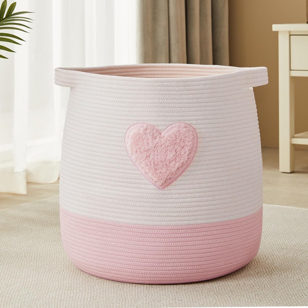 Pink Laundry Basket Hamper for - Baby Nursery Pink 评论和价格