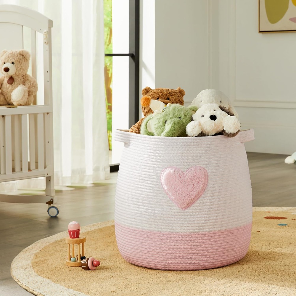Pink Laundry Basket Hamper for - Baby Nursery Pink 评论和价格