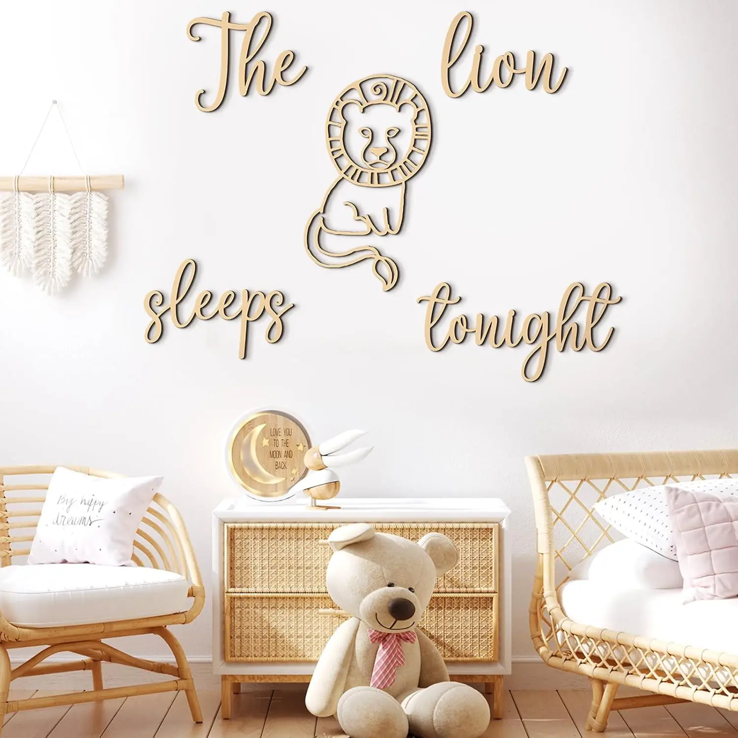 The Lion Sleeps Tonight Wooden - Baby Nursery Animal Theme 评论和价格