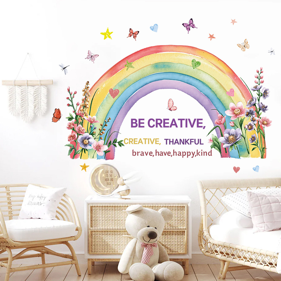 Watercolor Rainbow Butterfly W - Baby Nursery Vinyl Wall Stickers 评论和价格
