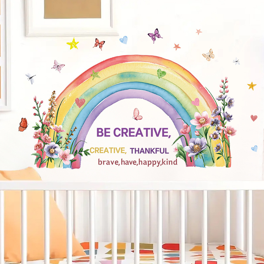 Watercolor Rainbow Butterfly W - Baby Nursery Vinyl Wall Stickers 评论和价格