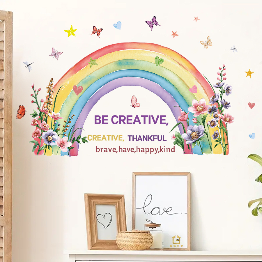 Watercolor Rainbow Butterfly W - Baby Nursery Vinyl Wall Stickers 评论和价格