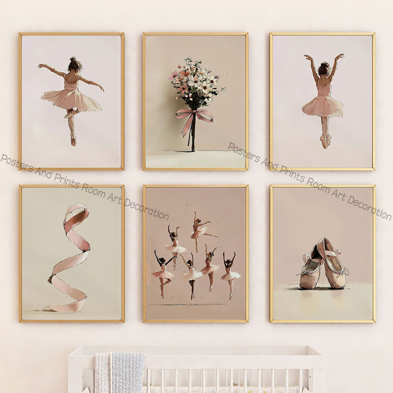 Modern Pink Baby Girl Ballet S - Baby Nursery Pink 评论和价格