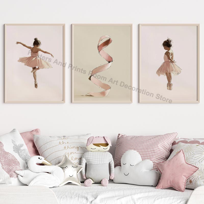 Modern Pink Baby Girl Ballet S - Baby Nursery Pink 评论和价格