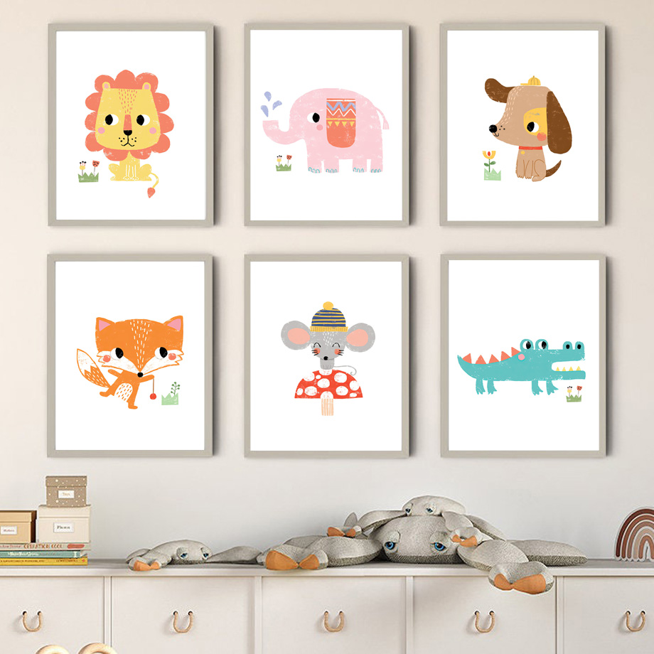 Cartoon Baby Animal Nursery Wa - Baby Zoo Nursery 评论和价格